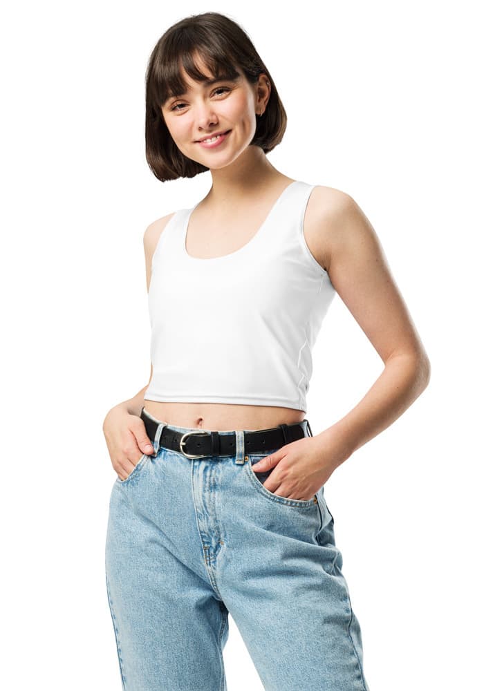 All-Over Print Crop Top – White