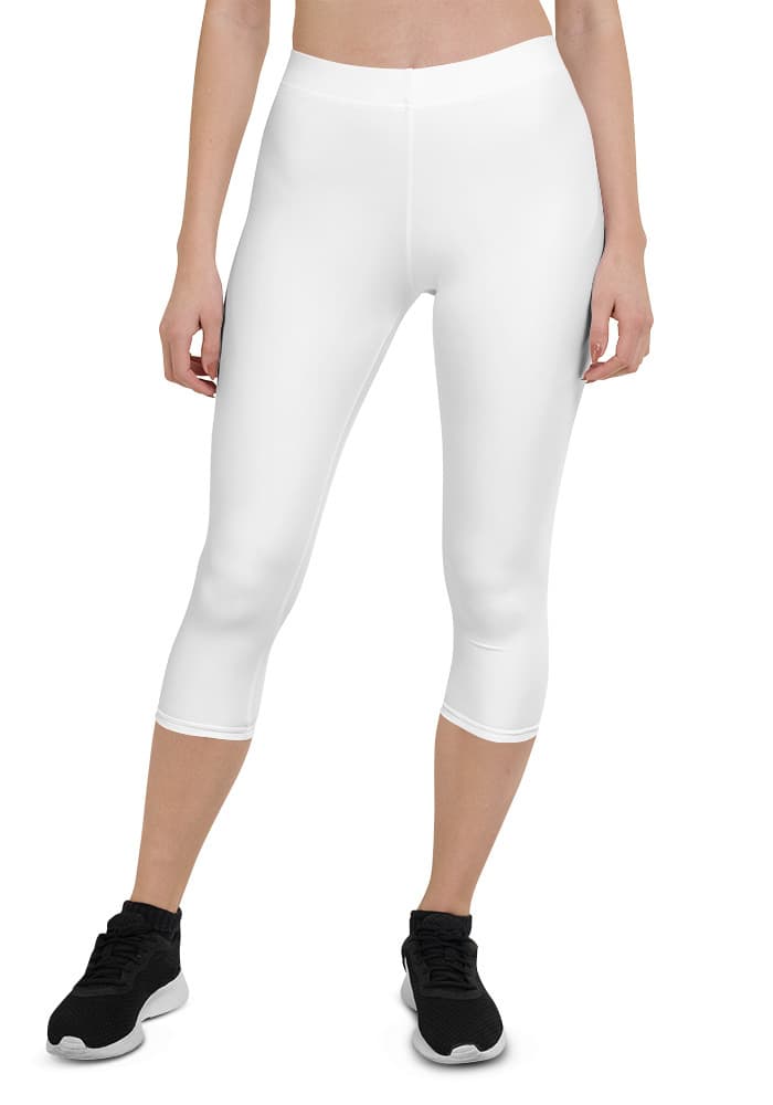 All-Over Print Capri Leggings – White
