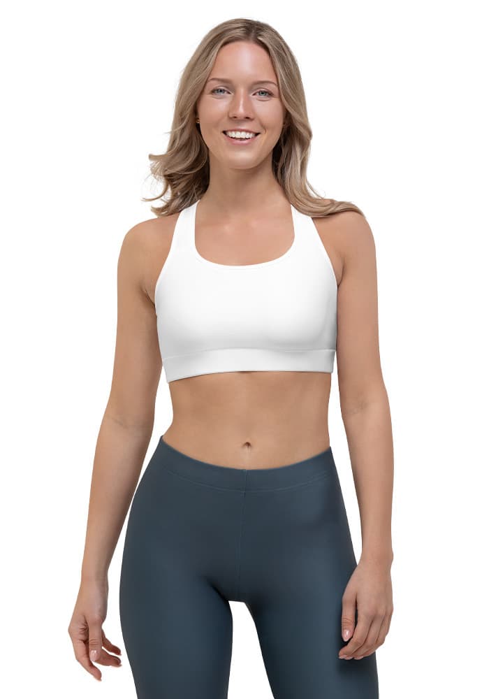 All-Over Print Sports Bra – White
