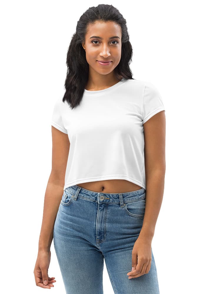 All-Over Print Crop Tee – White