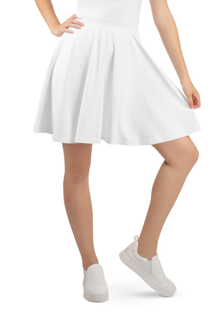 All-Over Print Skater Skirt – White