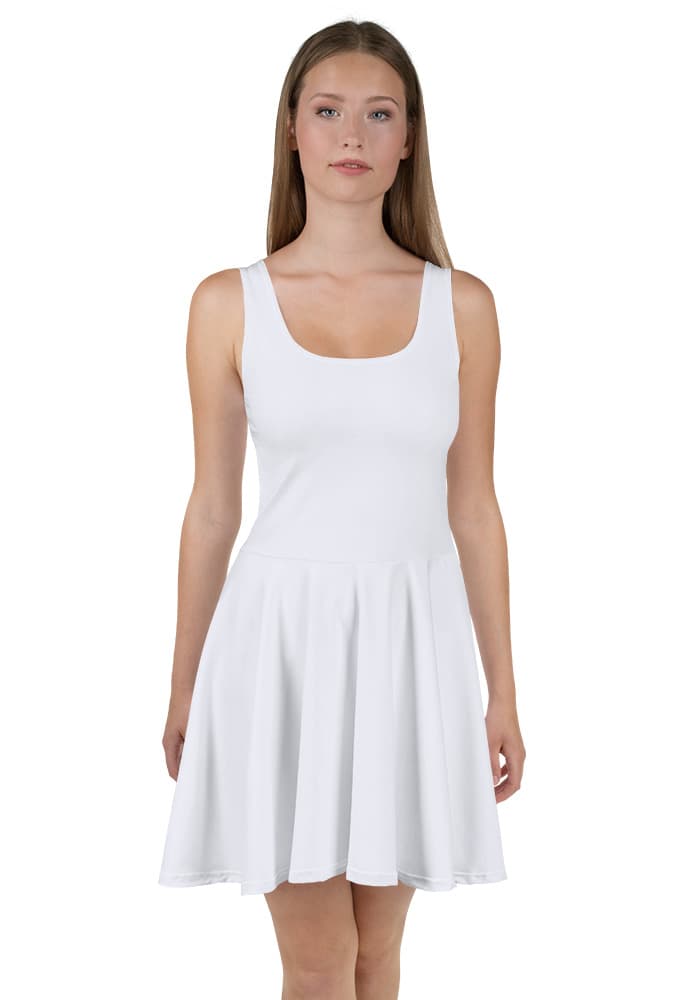 All-Over Print Skater Dress – White
