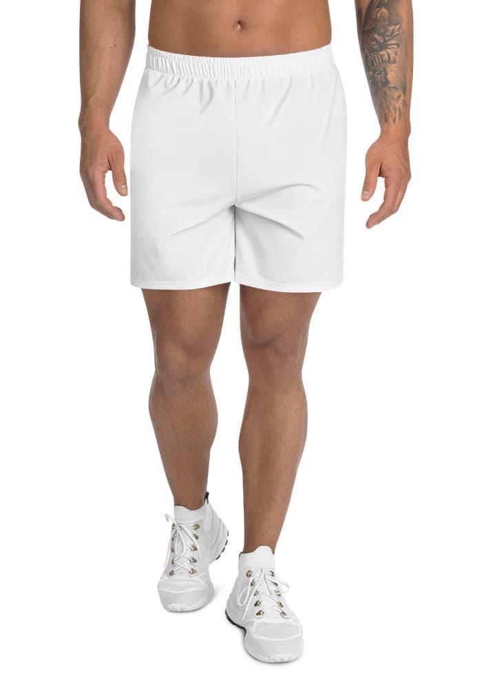 All-Over Print Unisex Athletic Long Shorts – White