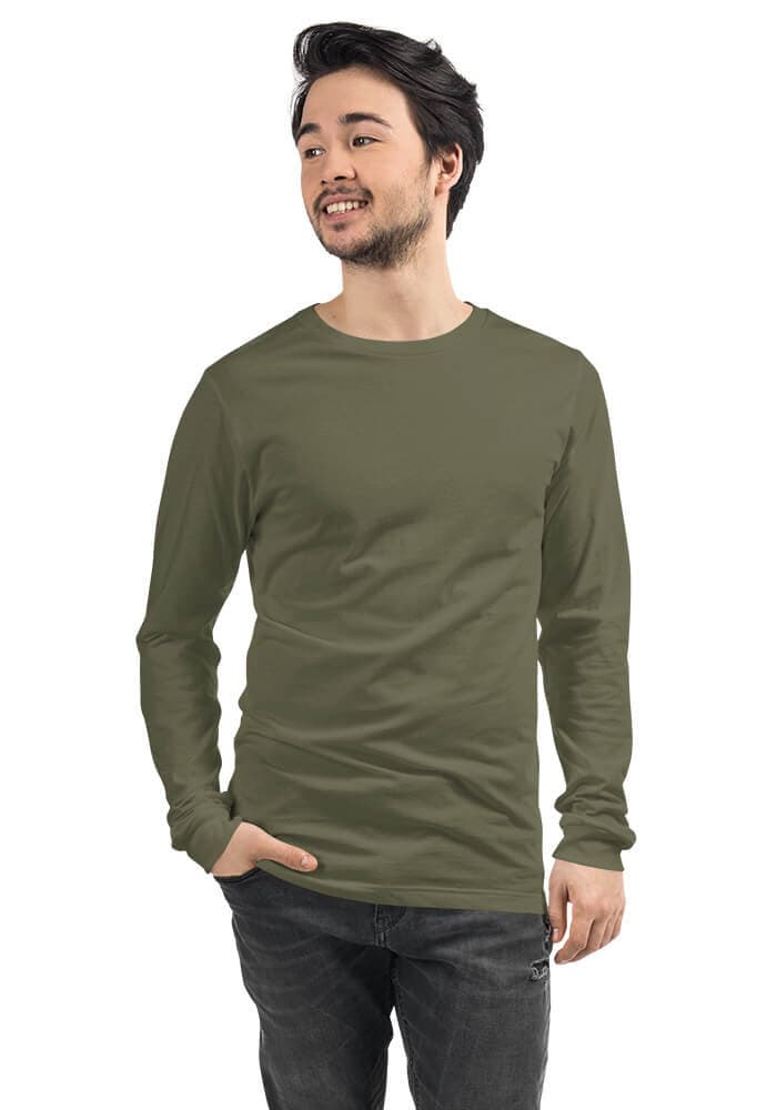 Unisex Long Sleeve Tee | Bella + Canvas 3501 – Military Green