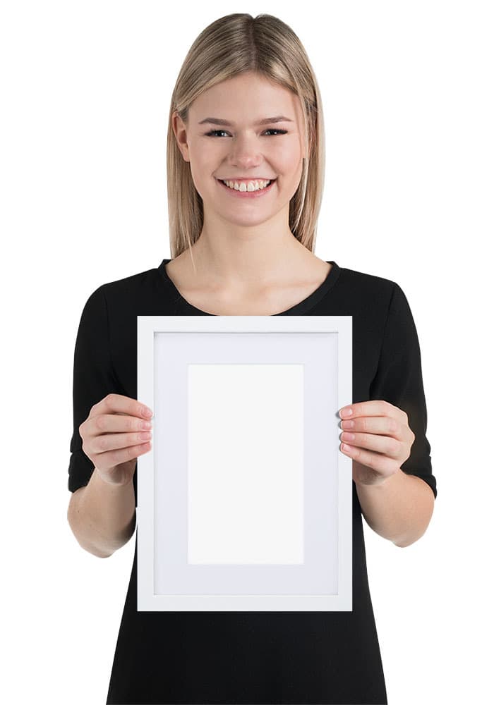 Matte Paper Framed Poster With Mat (cm) – White