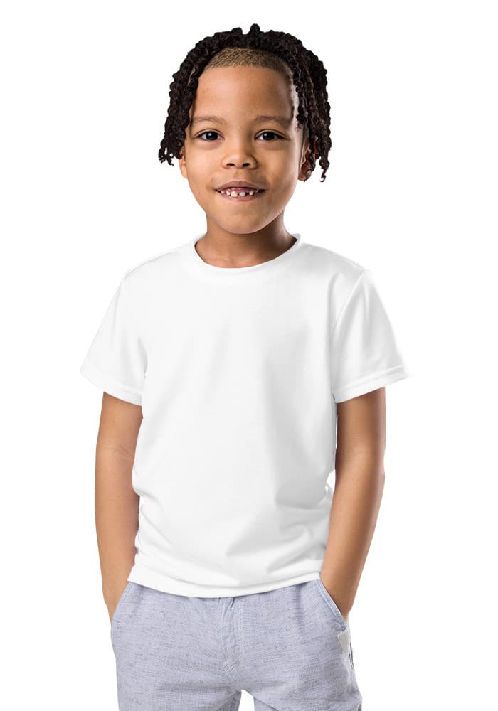 All-Over Print Kids Crew Neck T-Shirt – White