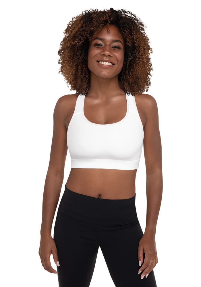 All-Over Print Padded Sports Bra – White