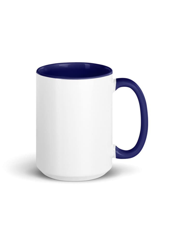 White Ceramic Mug with Color Inside – Dark Blue