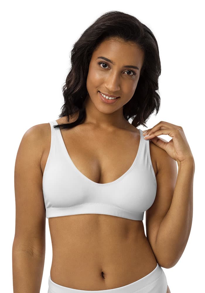 All-Over Print Recycled Padded Bikini Top – White