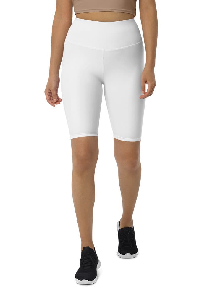 All-Over Print Biker Shorts – White