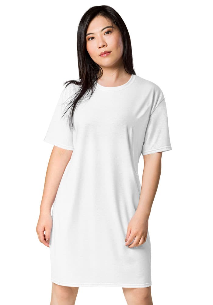 All-Over Print T-Shirt Dress – White