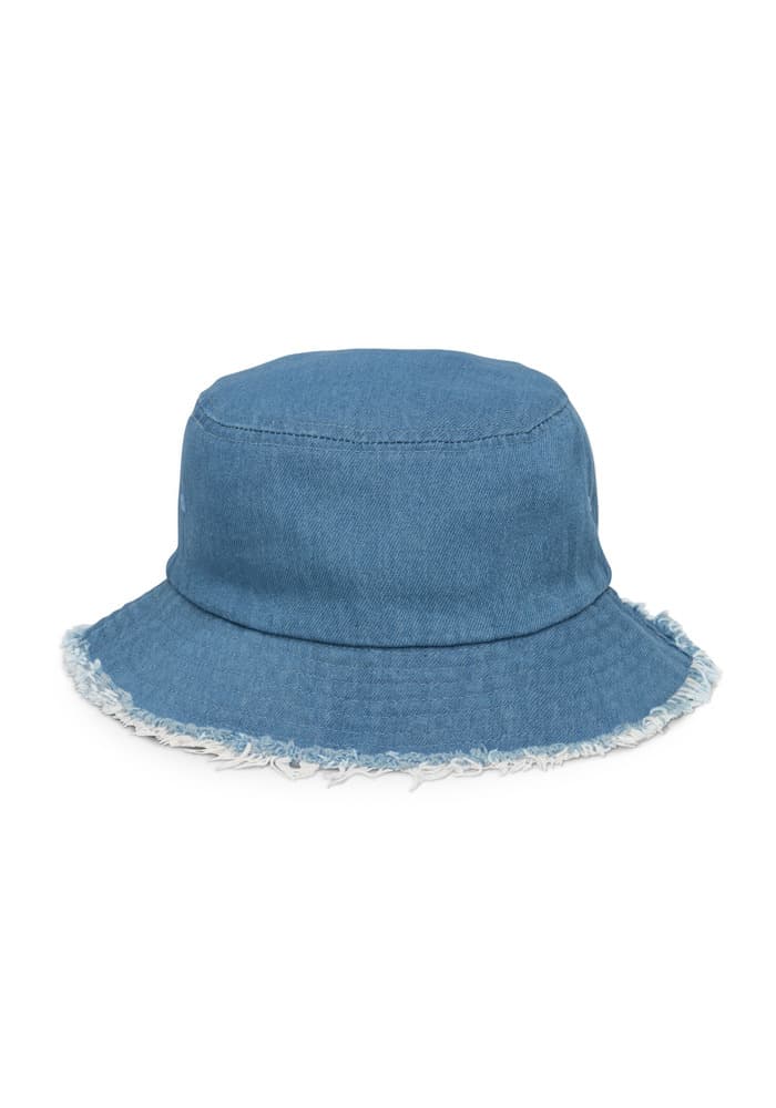 Distressed Denim Bucket Hat – Light Denim