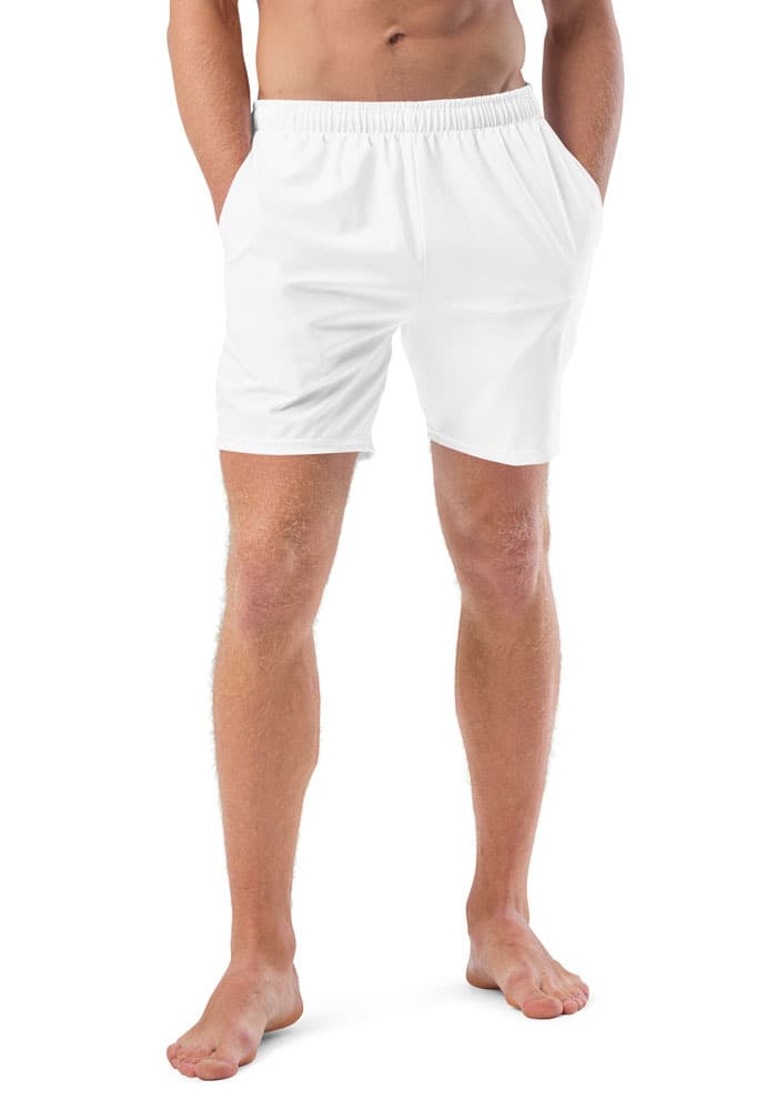 All-Over Print Recycled Swim Trunks – White