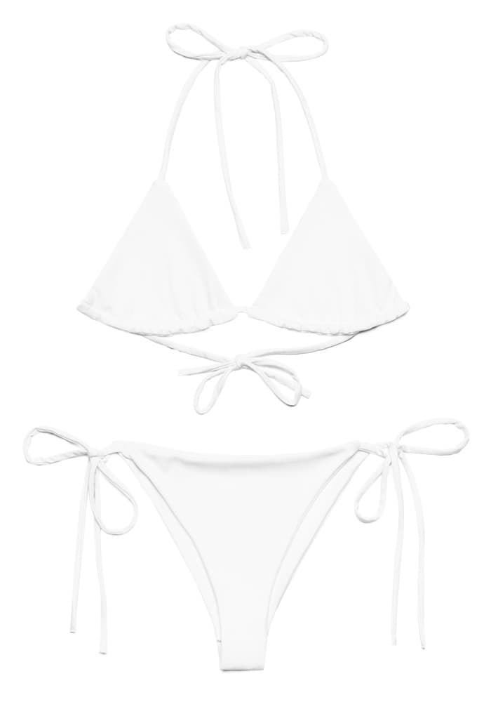 All-Over Print Recycled String Bikini – White
