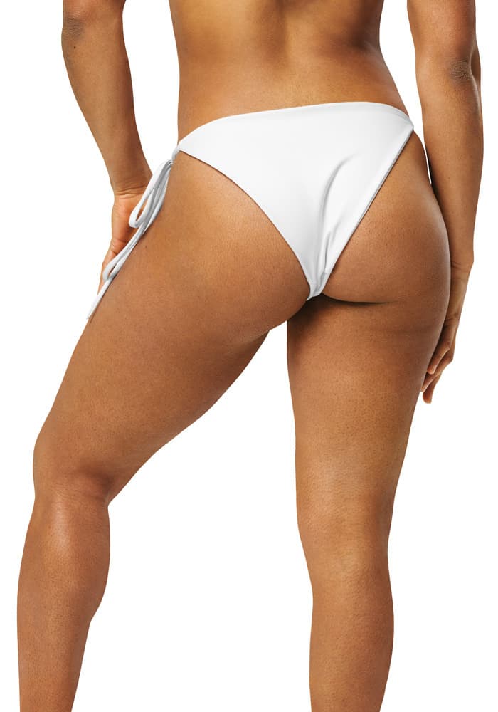 All-Over Print Recycled String Bikini Bottom – White