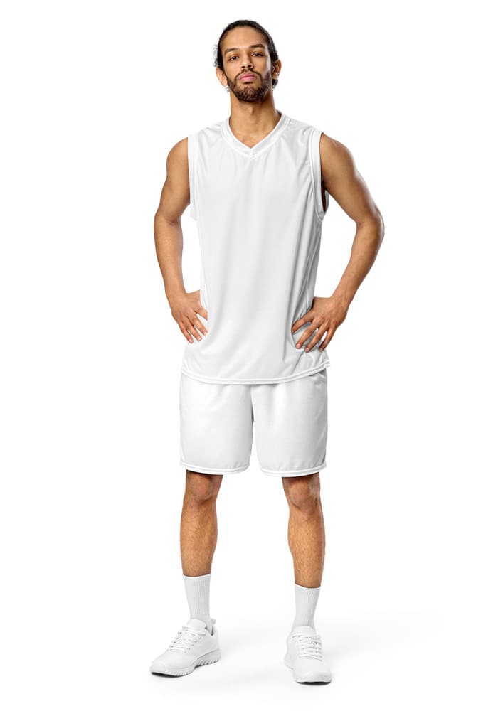 All-Over Print Recycled Unisex Basketball Jersey – White