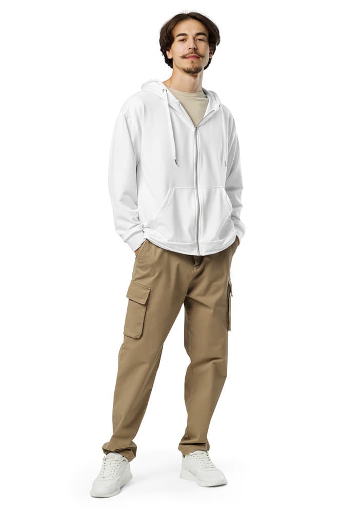 All-Over Print Recycled Unisex Zip Hoodie – White