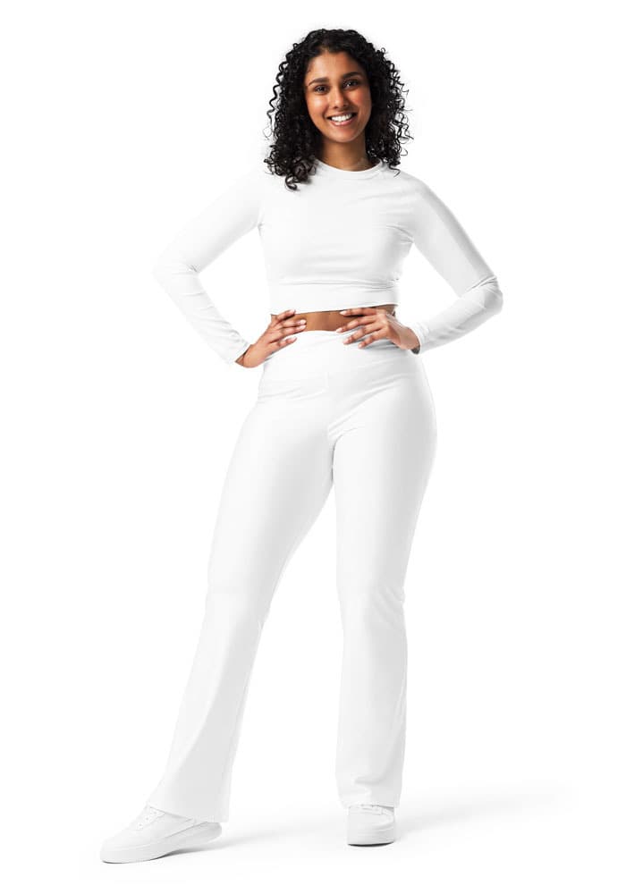 All-Over Print Flare Leggings – White