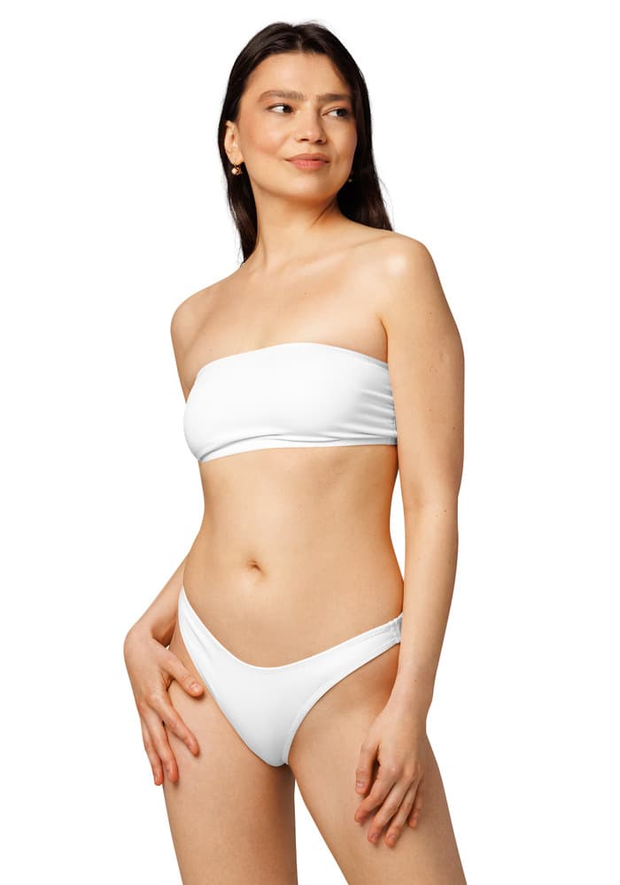 All-Over Print Recycled Bandeau Bikini – White
